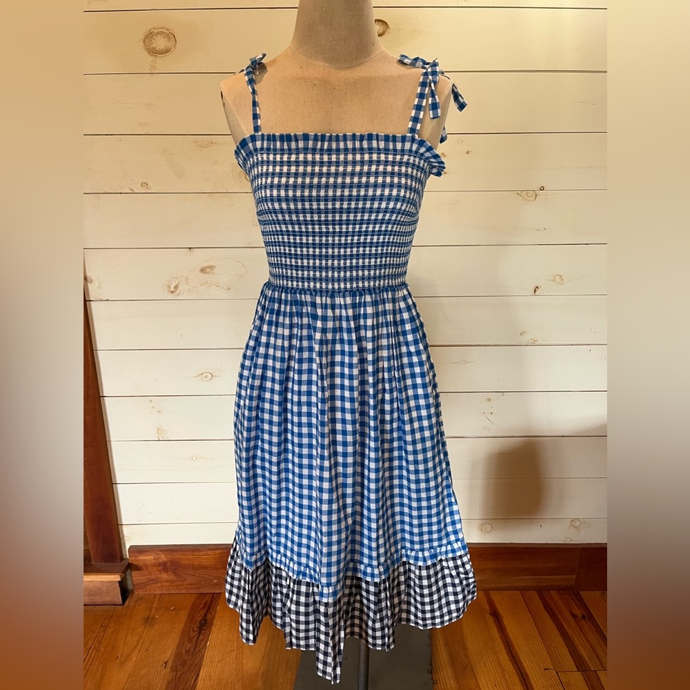 Draper James Taylor Smocked Gingham Midi Dress